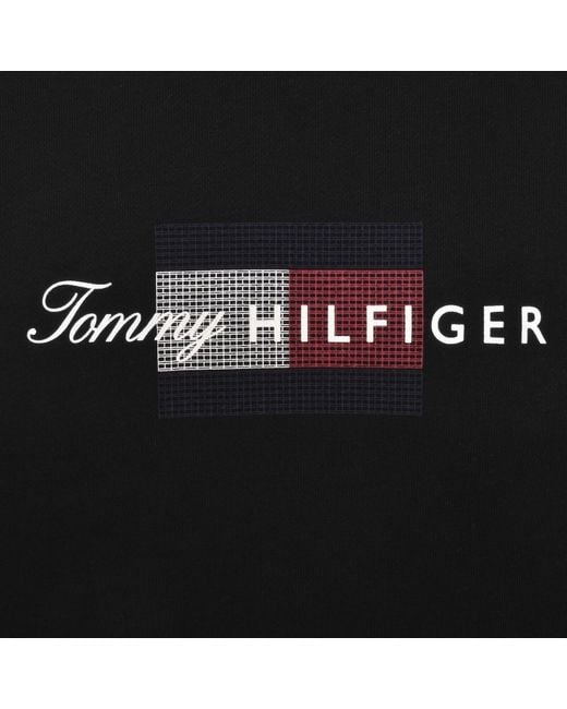Tommy Hilfiger Black Script Flag Hoodie for men