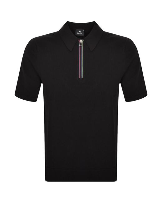 Paul Smith Black Regular Zip Polo T Shirt for men