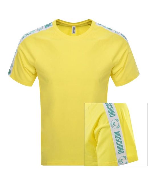 Moschino Yellow Taped Logo T Shirt for men