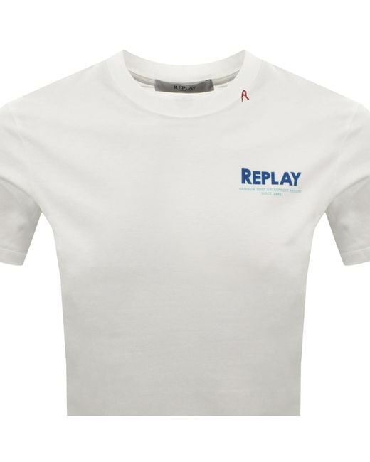 Replay White Graphic T Shirt for men