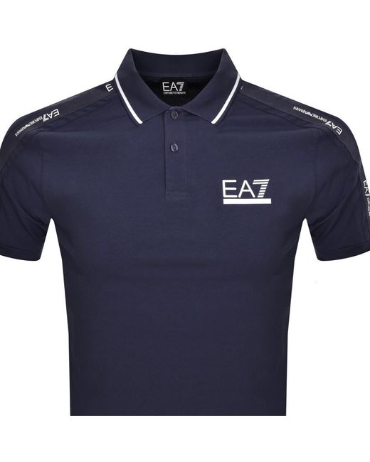 EA7 Blue Emporio Armani Tipped Polo T Shirt for men