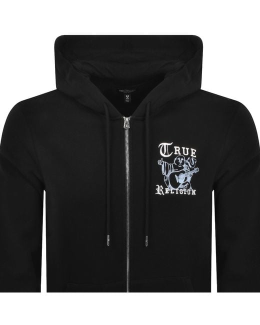 True Religion Black Logo Zip Hoodie for men