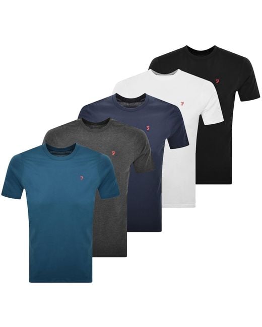 Farah Blue Farah Lounge 5 Pack Fordham T Shirts for men