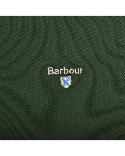 Barbour Green Tartan Pique Polo T Shirt for men