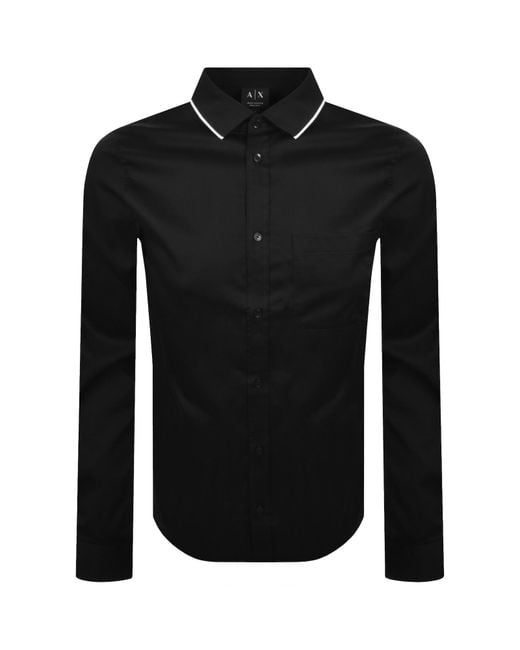 ARMANI EXCHANGE Black Long Sleeve Shirt for men