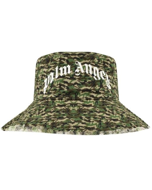 Palm Angels Green Camo Fisherman Hat for men