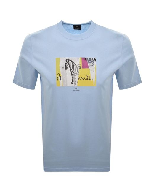 Paul Smith Blue Zebra Graphic T Shirt for men