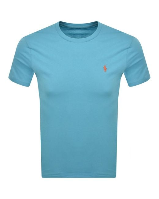 Ralph Lauren Blue Crew Neck Slim Fit T Shirt for men