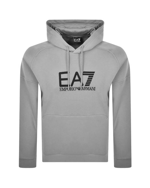 EA7 Gray Emporio Armani Logo Hoodie for men