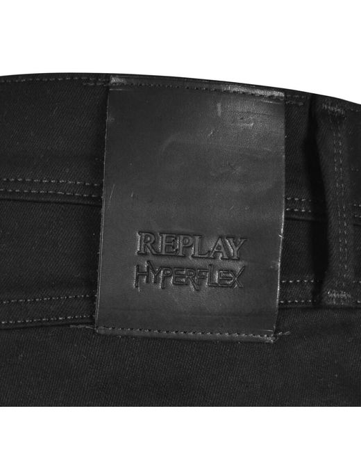 Replay Black Anbass Hyperflex Slim Fit Jeans for men