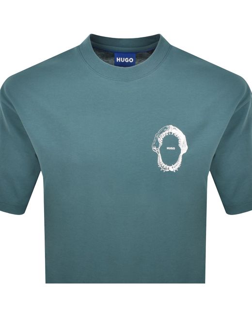HUGO Blue Marine Artwork T Shirt for men