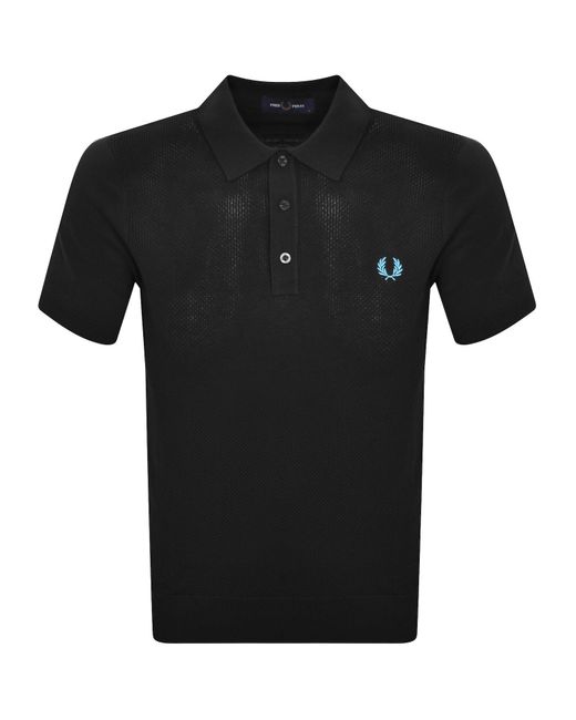 Fred Perry Black Knitted Polo T Shirt for men