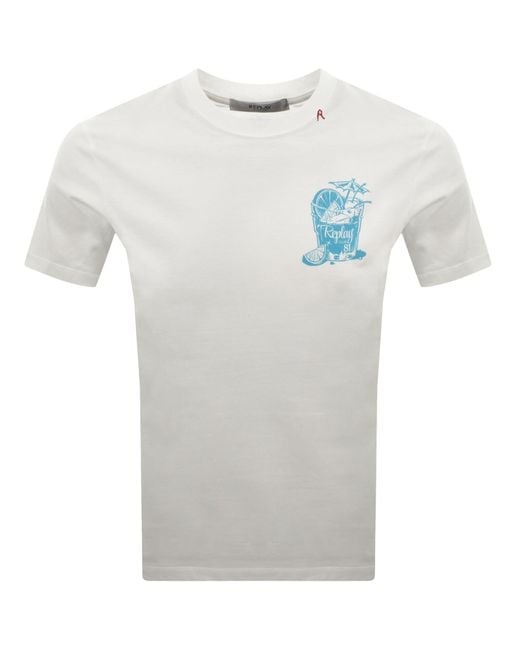 Replay White Graphic T Shirt for men