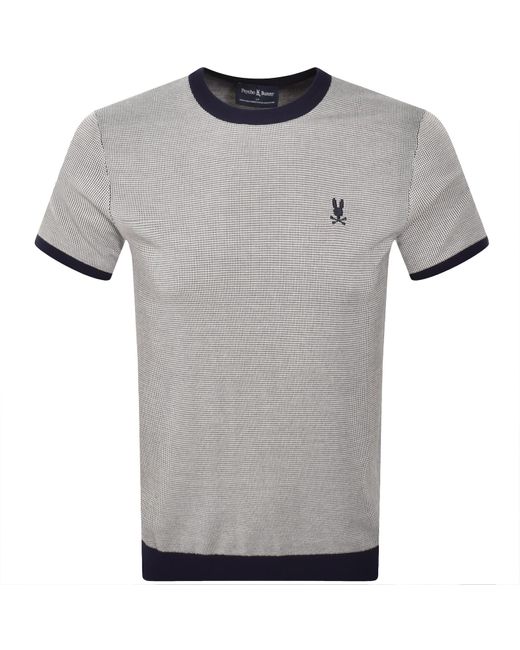Psycho Bunny Gray Jacquared Knit T Shirt for men