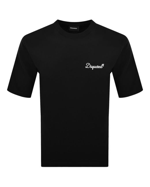 DSquared² Black Signature Loose Fit T Shirt for men