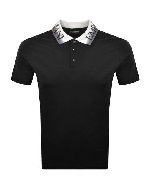 Armani Black Emporio Ombre Collar Polo T Shirt for men