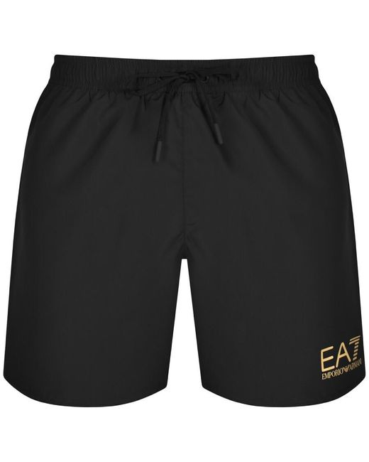 EA7 Black Emporio Armani Logo Swim Shorts for men