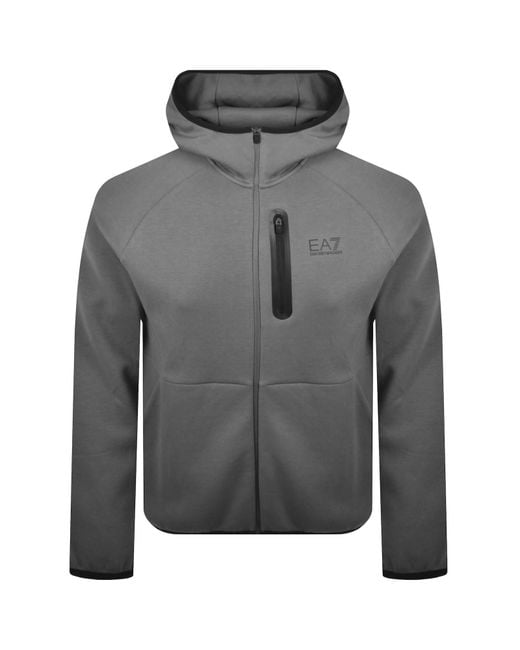 EA7 Gray Emporio Armani Full Zip Hoodie for men
