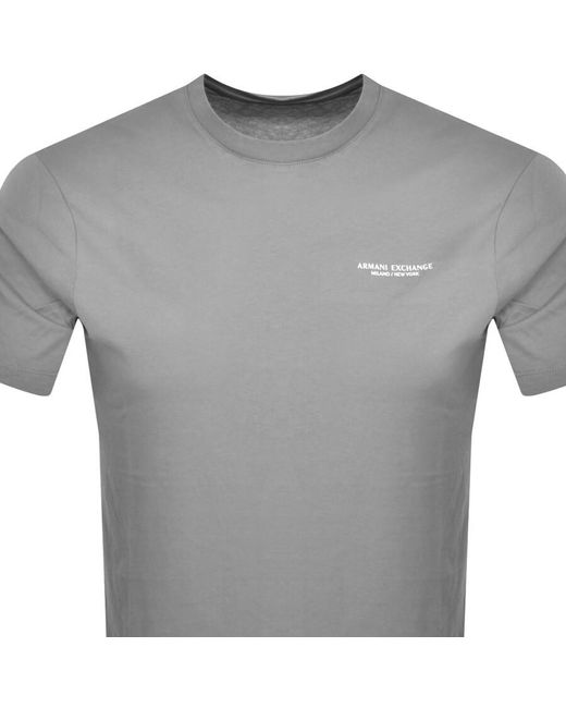 Armani Exchange Gray Crew Neck Logo T Shirt for men