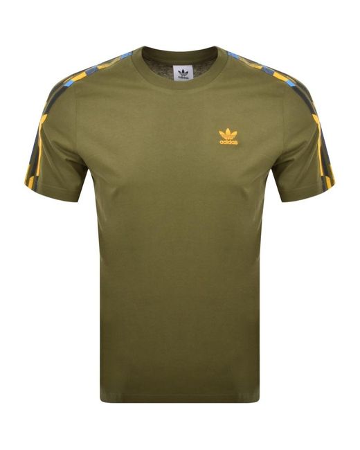 adidas Originals 3 Stripe T Shirt in Green for Men | Lyst