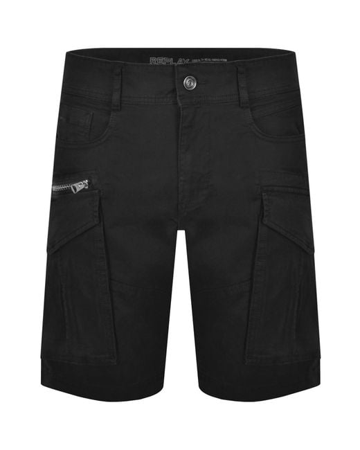 Replay Black Joe Cargo Shorts for men