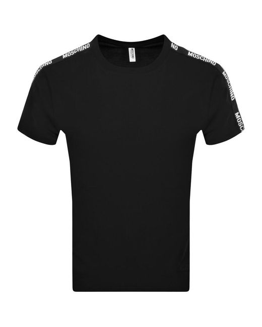Moschino Black Taped Logo T Shirt for men