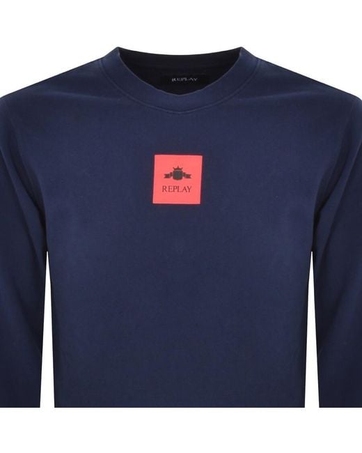 Replay Blue Crew Neck Sweatshirt for men