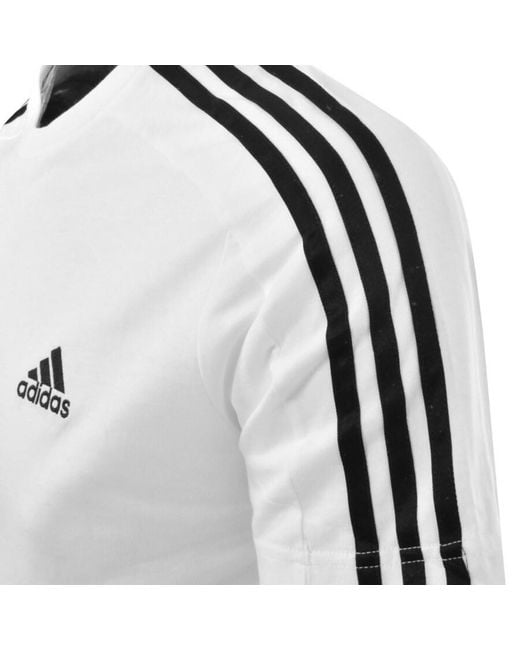 Adidas Originals White Adidas Essentials 3 Stripe T Shirt for men