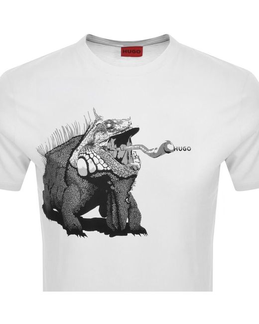 HUGO White Dibeach T Shirt for men