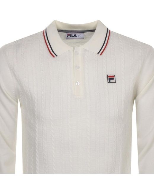 Fila Cable Knit Long Sleeve Polo in Gray for Men | Lyst