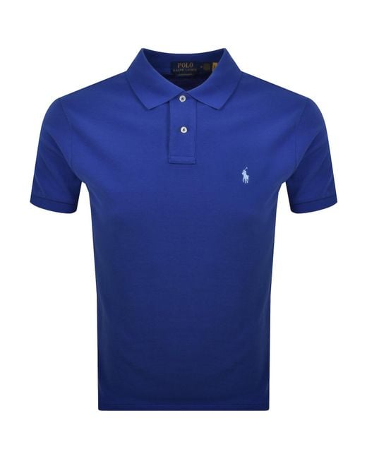 Ralph Lauren Blue Custom Slim Polo T Shirt for men