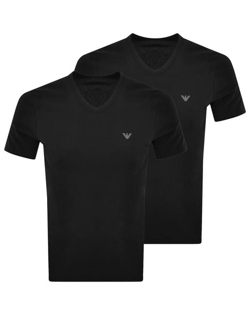 Armani Black Emporio 2 Pack Logo T Shirts for men