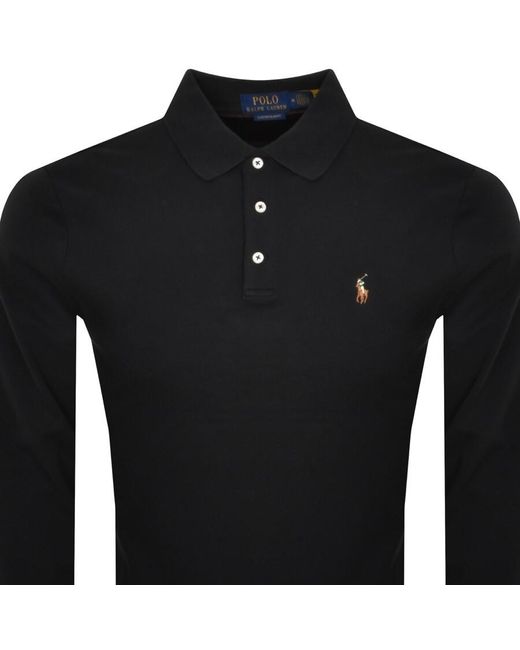 Ralph Lauren Black Long Sleeved Polo T Shirt for men