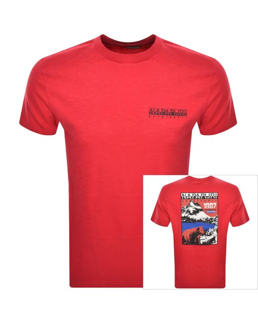 Napapijri Red S Martre Short Sleeve T Shirt for men