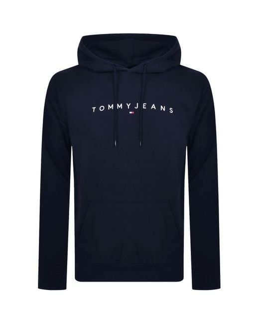 Tommy Hilfiger Blue Linear Flag Logo Hoodie for men