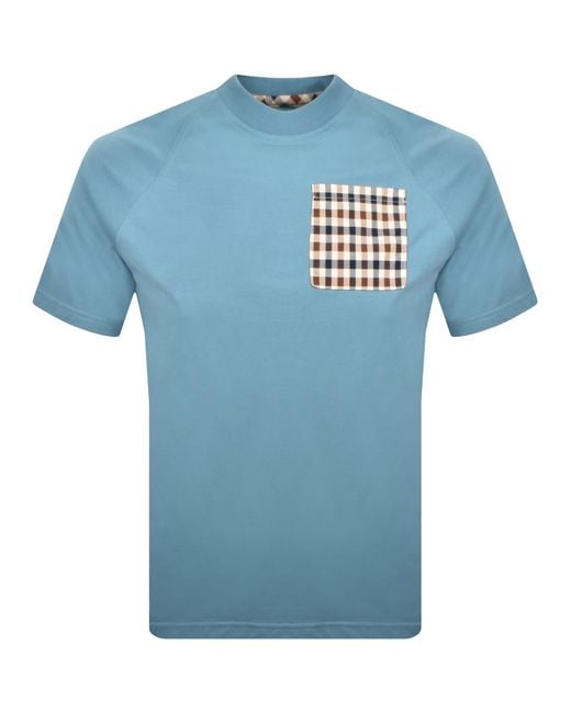 Aquascutum Blue Pocket T Shirt for men