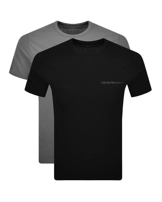 Armani Black Emporio 2 Pack Logo T Shirts for men