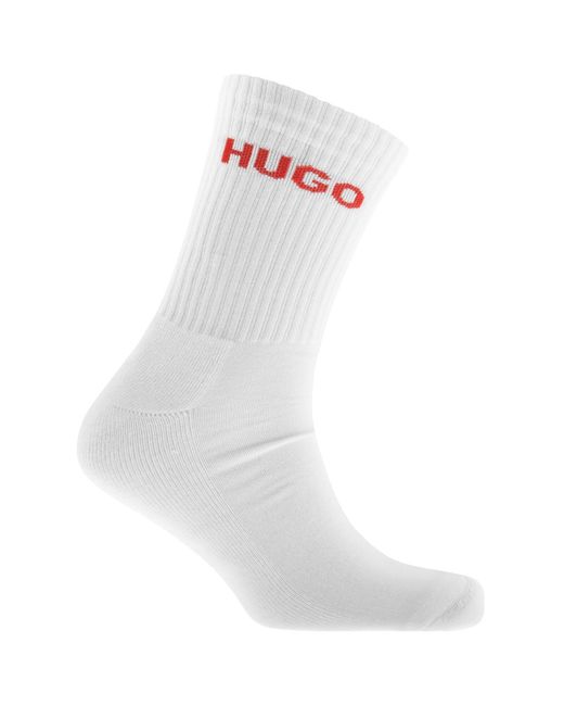 HUGO White 6 Pack Logo Socks for men