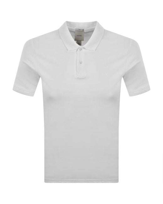 Calvin Klein White Refined Pique Polo T Shirt for men