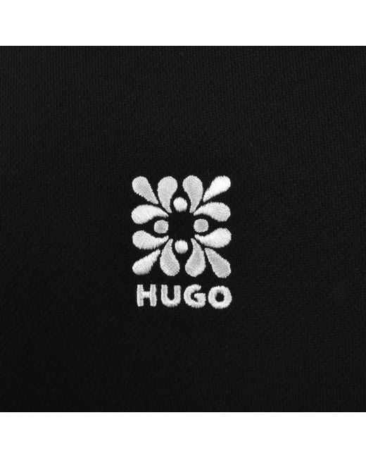 HUGO Black Daro Overlock Hoodie for men