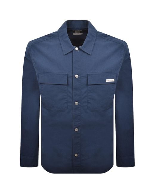 Calvin Klein Blue Jeans Nylon Utility Shirt for men