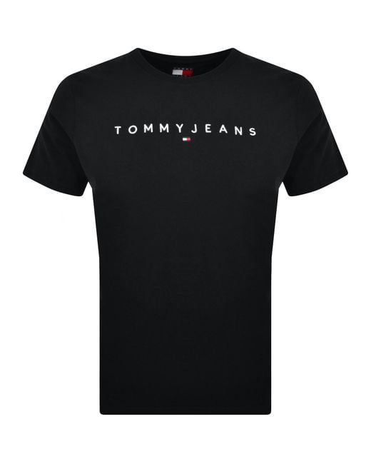 Tommy Hilfiger Black Linear Logo T Shirt for men