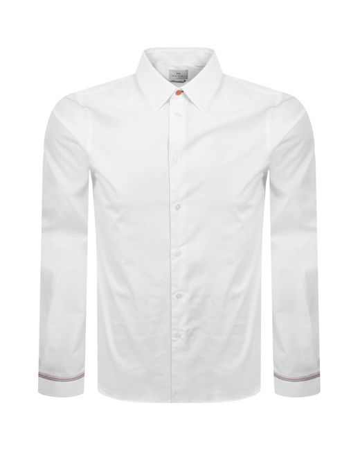Paul Smith White Embroidered Cuff Shirt for men