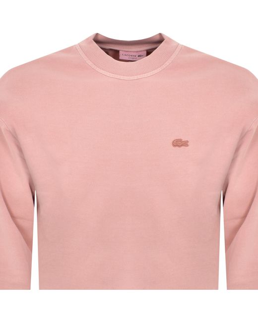 Lacoste Pink Crew Neck Loose Fit Sweatshirt for men