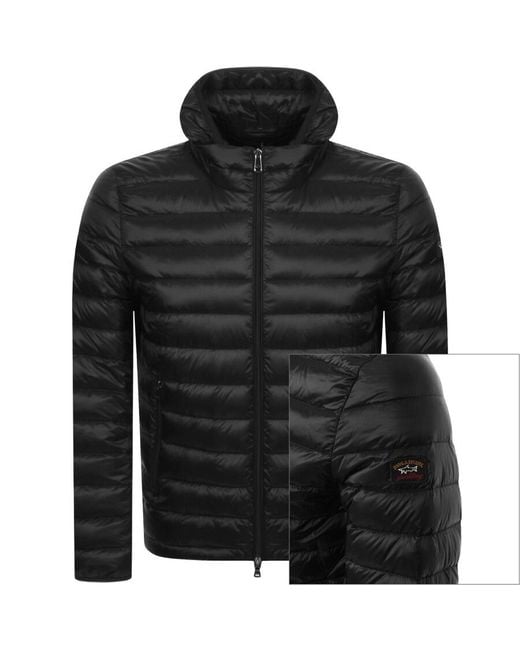 Paul & Shark Black Paul And Shark Hooded Quilted Jacket for men
