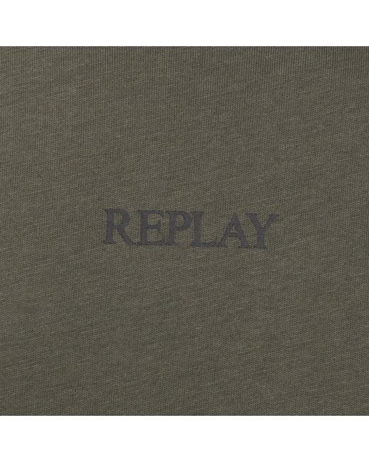 Replay Green Logo T Shirt Mud for men