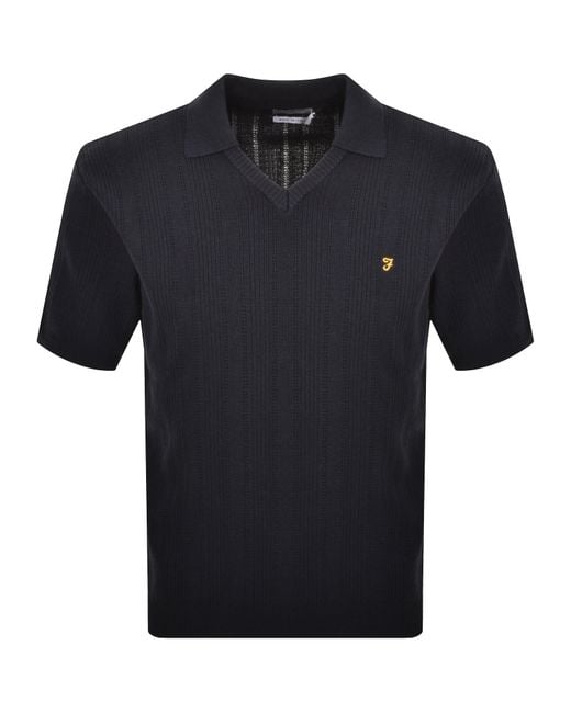 Farah Black Farah Woodford Knit Polo T Shirt True for men