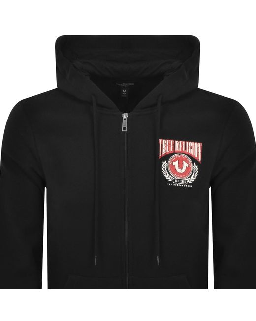 True Religion Black College Zip Hoodie for men