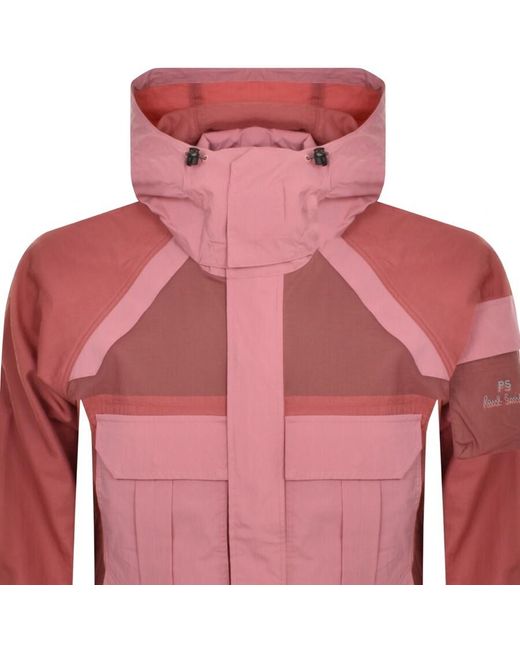 Paul Smith Red Mixed Media Hooded Jacket for men