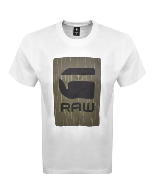 G-Star White G-Star Burger Box Logo T Shirt for men